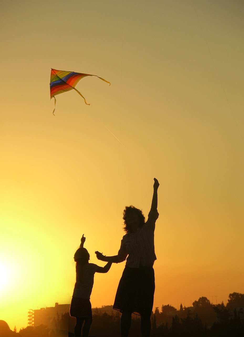 kite, play, family